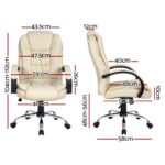 Artiss Executive Office Chair Leather Tilt Beige - Image 2