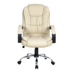 Artiss Executive Office Chair Leather Tilt Beige - Image 3