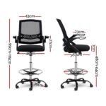 Artiss Office Chair Drafting Stool Mesh Chairs Black - Image 2