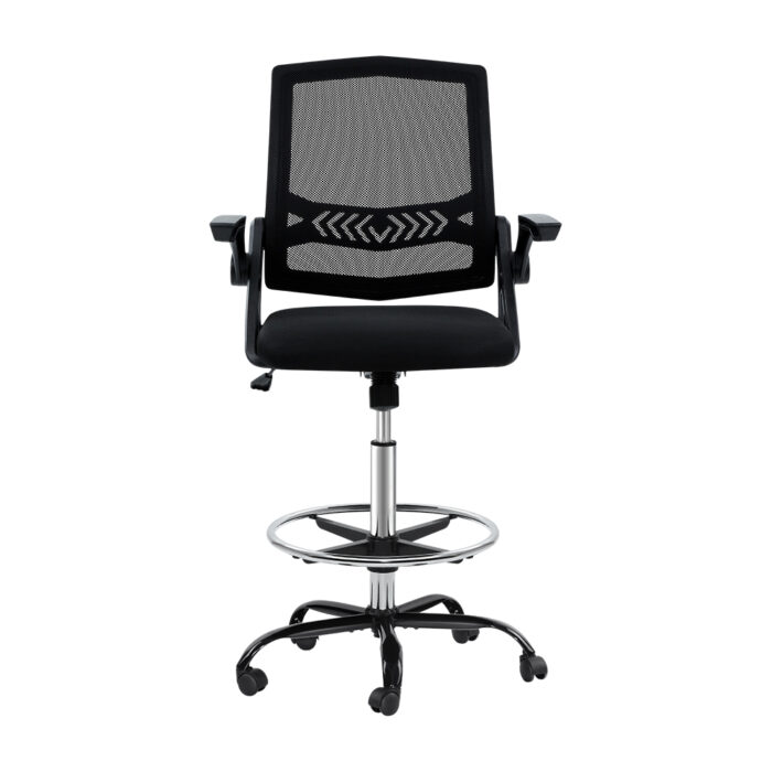 Artiss Office Chair Drafting Stool Mesh Chairs Black - Image 3