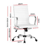 Artiss Office Chair PU Leather Mid Back White - Image 2