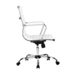 Artiss Office Chair PU Leather Mid Back White - Image 4