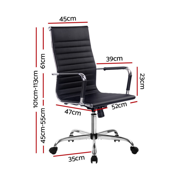 Artiss Office Chair PU Leather High Back Black - Image 2