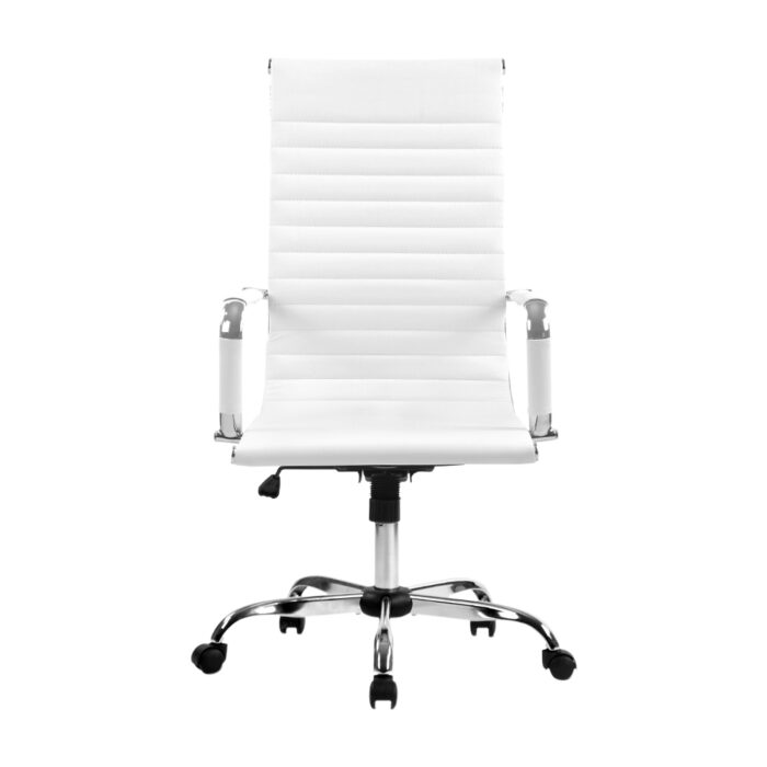 Artiss Office Chair PU Leather High Back White - Image 3