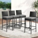 Livsip Garden Bar Stools Rattan Dinning Chairs 4X - Image 3