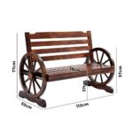 Livsip Wooden Garden Bench Wagon Wheel Brown - Image 5
