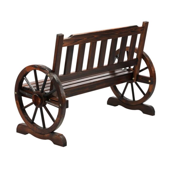 Livsip Garden Wagon Bench Wheel Backyard Chair Fir Wood - Image 2