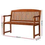 Gardeon Outdoor Garden Bench Wooden 2 Seater Lounge Chair Patio Furniture Brown - Image 2