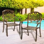 Livsip Outdoor Dining Chairs Cast Aluminium Frame Set of 2 - Image 6