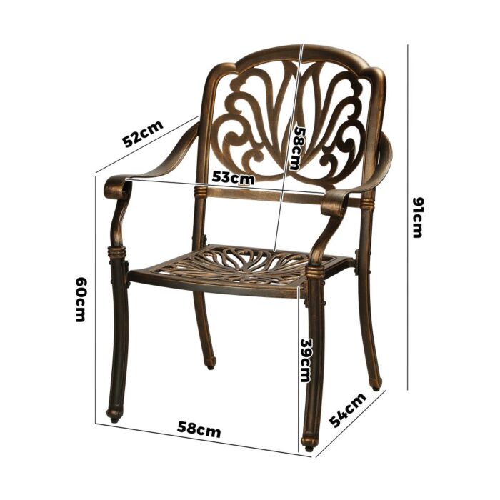 Livsip Outdoor Dining Chairs Cast Aluminium Frame Set of 2 - Image 2