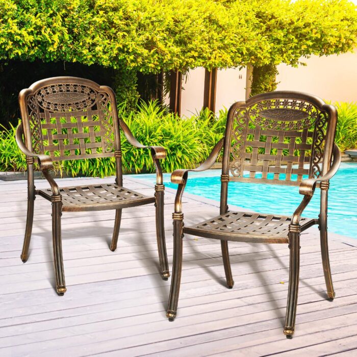 Livsip Outdoor Furniture Dining Chairs Cast Aluminium x2 - Image 5