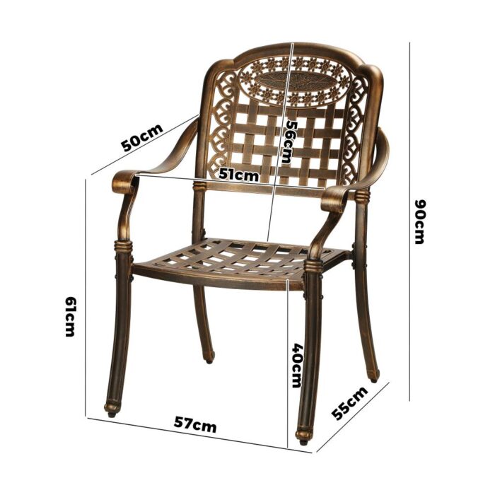 Livsip Outdoor Furniture Dining Chairs Cast Aluminium x2 - Image 4