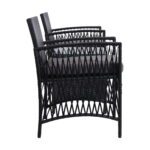 Gardeon 3PC Outdoor Bistro Set Patio Furniture Wicker Dining Chairs Table Cushion Black - Image 4