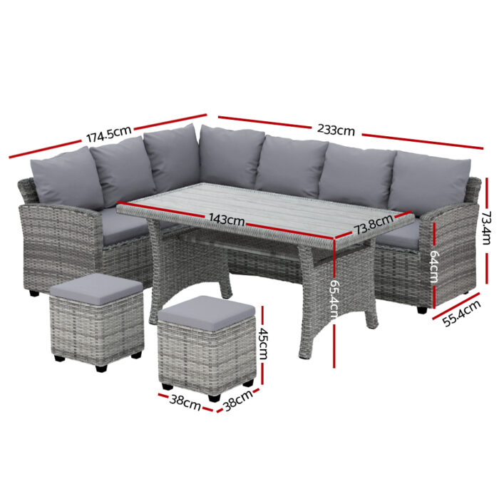 Gardeon Outdoor Dining Set Wicker Table Chairs Setting 8 Seater - Image 2