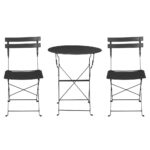 Gradeon 3PC Outdoor Bistro Set Steel Table and Chairs Patio Furniture Black - Image 3