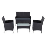 Gardeon 4 Piece Outdoor Lounge Setting Patio Furniture Sofa Set Black Cover - Image 3