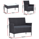 Gardeon 4 Piece Outdoor Lounge Setting Patio Furniture Sofa Set Grey Cover - Image 2