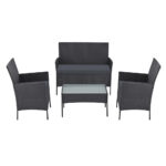 Gardeon 4 Piece Outdoor Lounge Setting Patio Furniture Sofa Set Grey Cover - Image 3