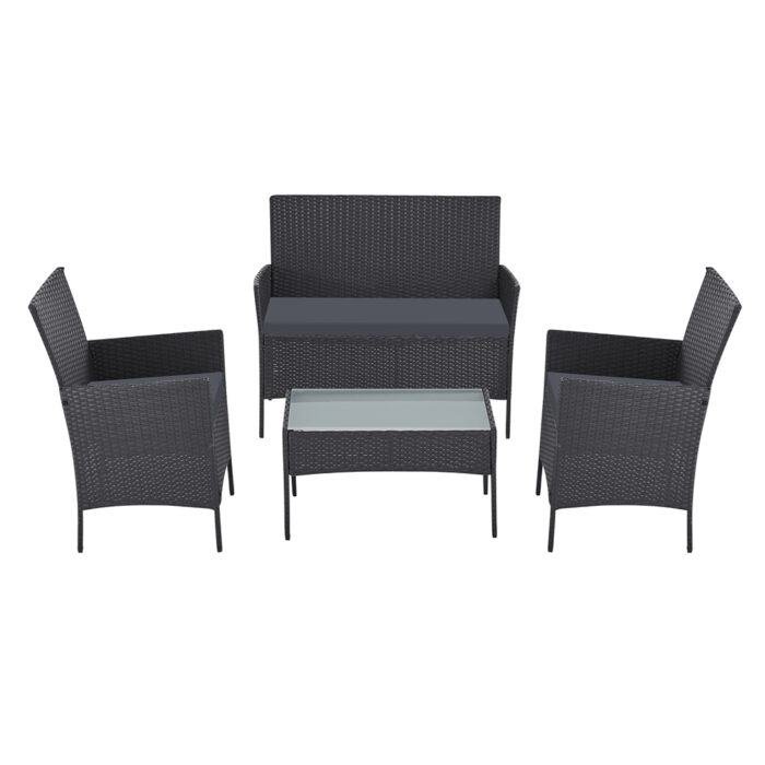 Gardeon 4 Piece Outdoor Lounge Setting Patio Furniture Sofa Set Grey Cover - Image 3
