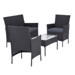 Gardeon 4 Piece Outdoor Lounge Setting Patio Furniture Sofa Set Grey Cover - Image 4