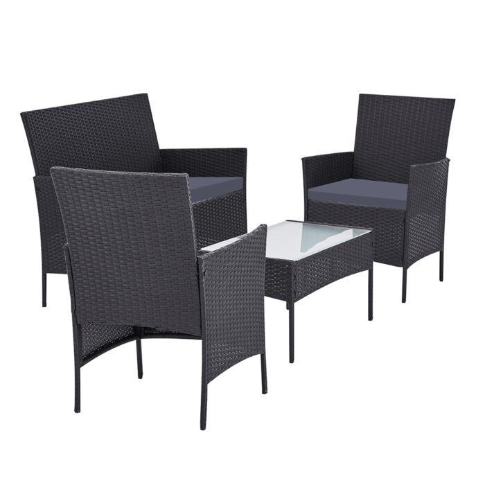 Gardeon 4 Piece Outdoor Lounge Setting Patio Furniture Sofa Set Grey Cover - Image 4