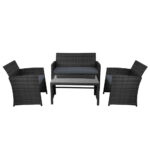 Gardeon 4 PCS Outdoor Lounge Setting Wicker Sofa Set Black Storage Cover - Image 3