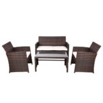 Gardeon Rattan Furniture Outdoor Lounge Setting Wicker Dining Set w/Storage Cover Brown - Image 3