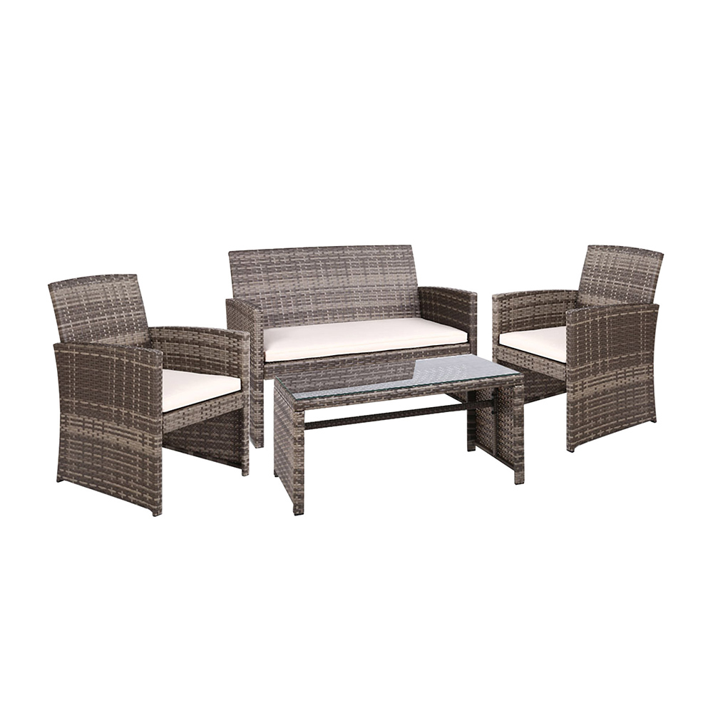 ODF-RATTAN-4PC-AB-GE-COVER-00 Gardeon 4 PCS Outdoor Lounge Setting Wicker Sofa Set Grey Storage Cover - Image 1
