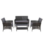 Gardeon 4PCS Outdoor Lounge Setting Sofa Set Patio Wicker Furniture Grey Cover - Image 3