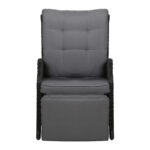 Gardeon Recliner Chairs Sun lounge Wicker Lounger Outdoor Furniture Patio Adjustable Black - Image 3