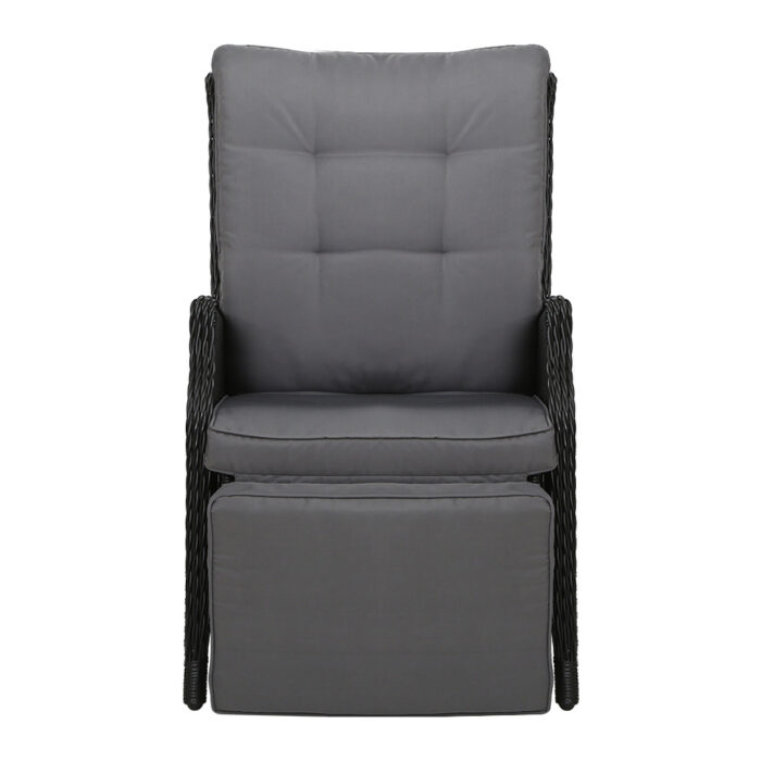 Gardeon Recliner Chairs Sun lounge Wicker Lounger Outdoor Furniture Patio Adjustable Black - Image 3
