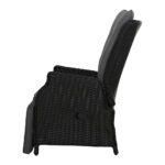 Gardeon 2PC Recliner Chairs Sun lounge Wicker Lounger Outdoor Furniture Adjustable Black - Image 4
