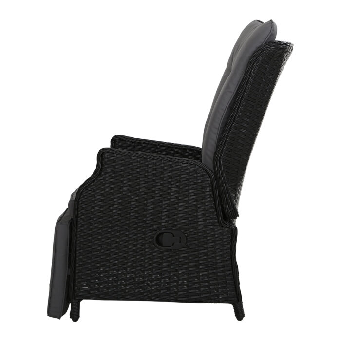 Gardeon 2PC Recliner Chairs Sun lounge Wicker Lounger Outdoor Furniture Adjustable Black - Image 4