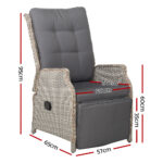 Gardeon Recliner Chairs Sun lounge Wicker Lounger Outdoor Furniture Patio Adjustable Grey - Image 2
