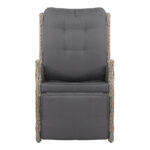 Gardeon 2PC Recliner Chairs Sun lounge Wicker Lounger Outdoor Furniture Adjustable Grey - Image 3