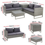 Gardeon 4-Seater Outdoor Sofa Furniture Lounge Set Wicker Setting Grey - Image 2
