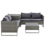 Gardeon 4-Seater Outdoor Sofa Furniture Lounge Set Wicker Setting Grey - Image 3