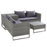 Gardeon 4-Seater Outdoor Sofa Furniture Lounge Set Wicker Setting Grey - Image 4