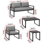 Gardeon Outdoor Sofa Set 3 Seater Corner Modular Lounge Setting Steel - Image 2