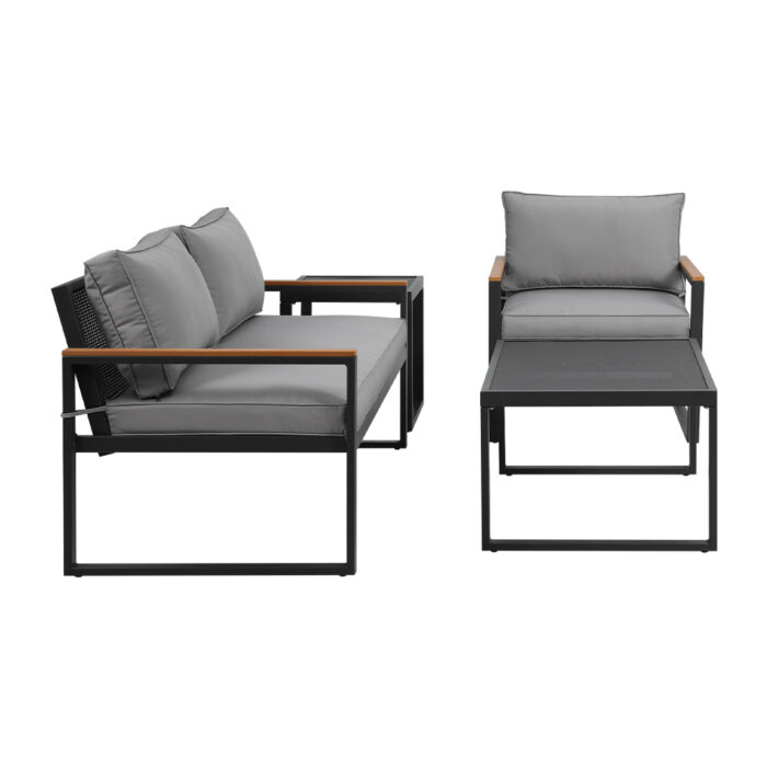 Gardeon Outdoor Sofa Set 3 Seater Corner Modular Lounge Setting Steel - Image 4
