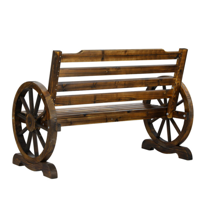 Gardeon Outdoor Garden Bench Wooden 2 Seat Wagon Chair Patio Furniture Brown - Image 4