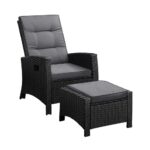 Livsip Outdoor Recliner Chairs Wicker Sun Lounge Black