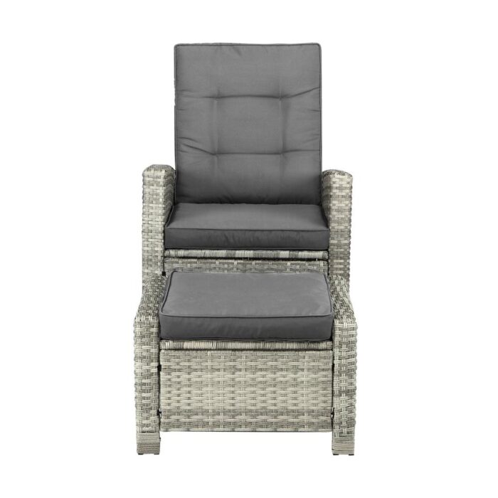 Livsip Recliner Chairs Sun lounge Wicker Sofa Grey - Image 2