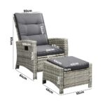 Livsip Recliner Chairs Sun lounge Wicker Sofa Grey - Image 5