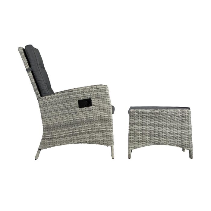 Livsip Recliner Chairs Sun lounge Wicker Sofa Grey - Image 3