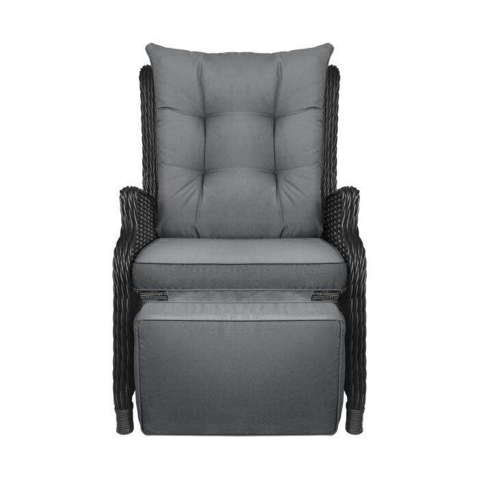 Livsip Outdoor Recliner with Adjustable Footrest Black - Image 6