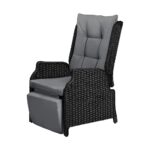 Livsip Outdoor Recliner with Adjustable Footrest Black - Image 3