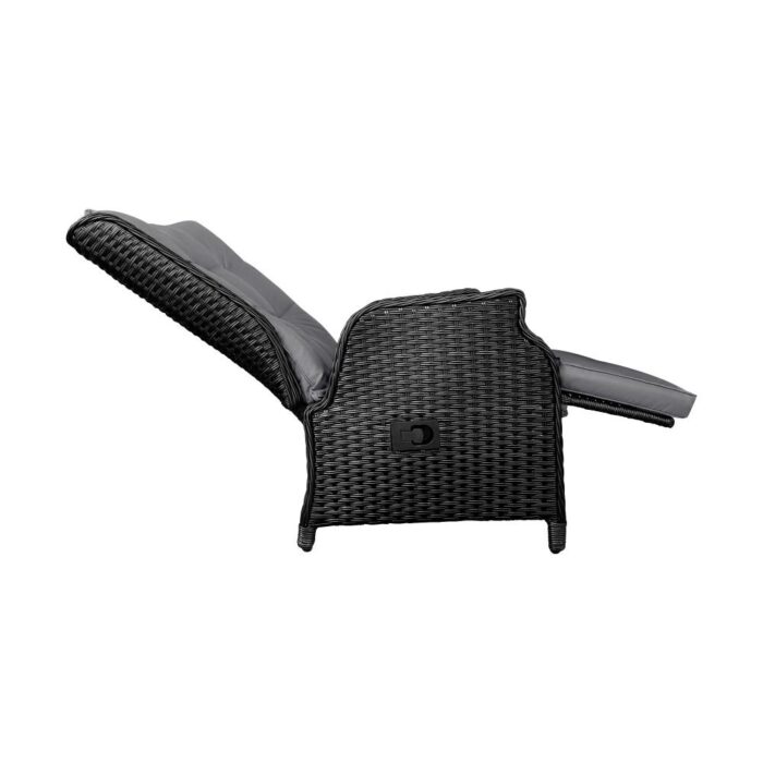 Livsip Outdoor Recliner with Adjustable Footrest Black - Image 4