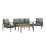 Livsip Outdoor Patio Set Table and Chairs with Cushion Black