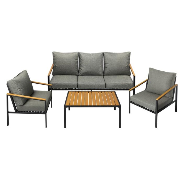 Livsip Outdoor Patio Set Table and Chairs with Cushion Black - Image 5
